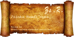 Zsinka Reményke névjegykártya